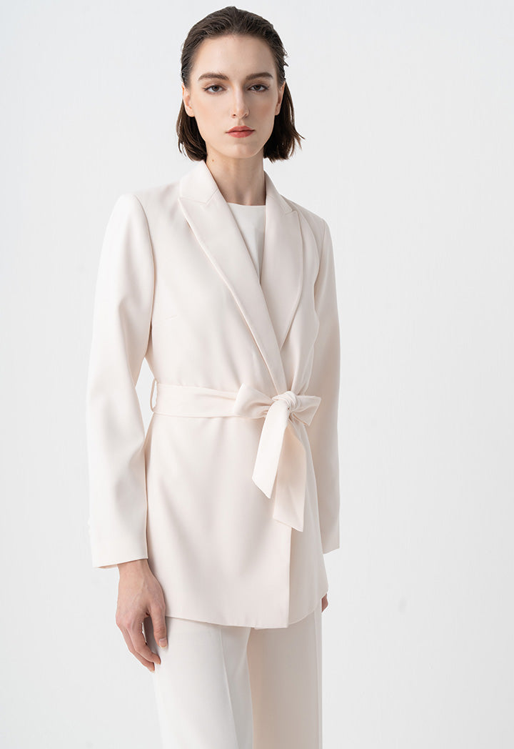 Choice Double-Breasted Belted Blazer Cream – Wardrobe Fashion IN