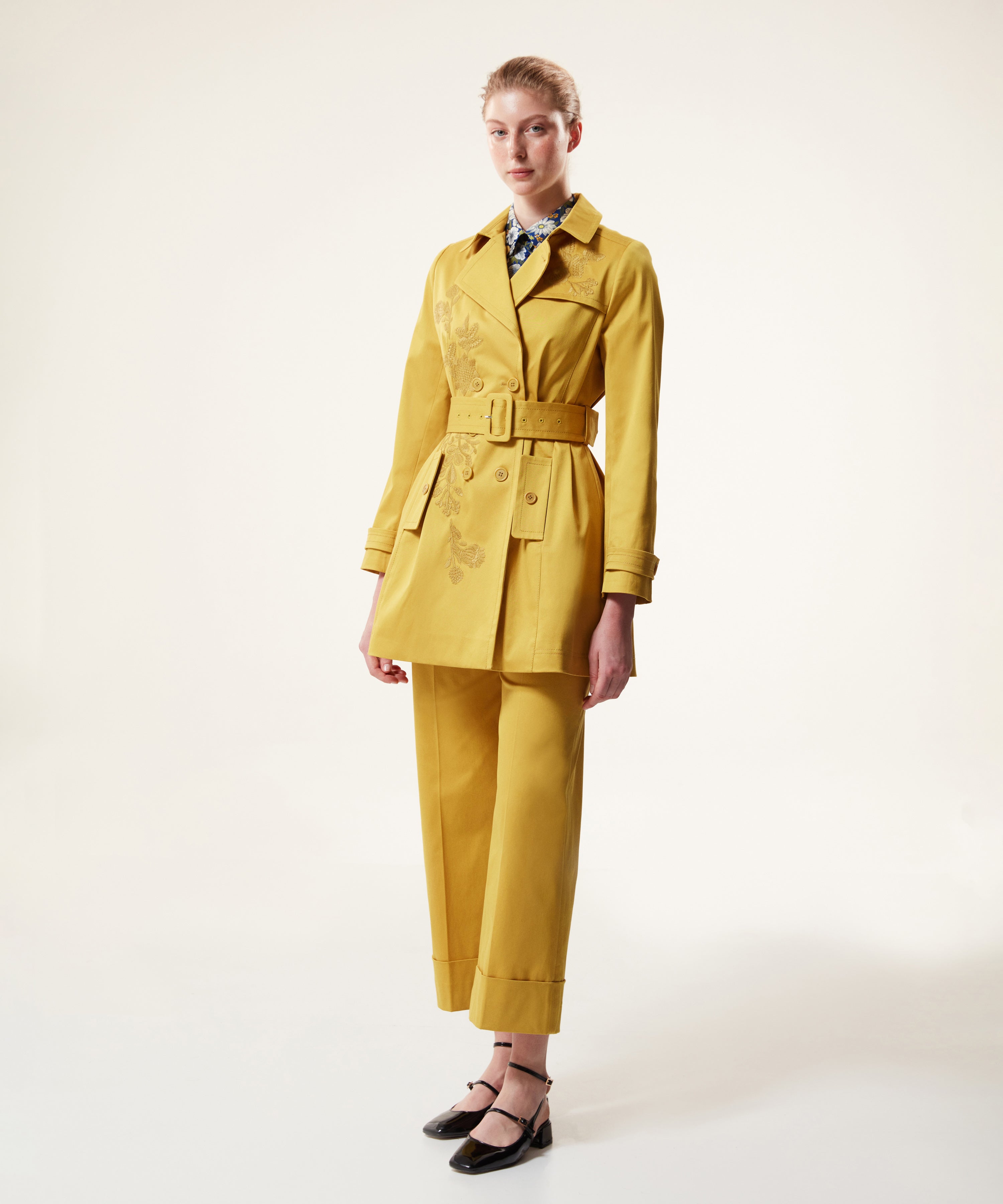 【いちごさん専用】Mmeeme bell sleeve ribbon coat Machka Embroidered Twill Top Coat Yellow – Wardrobe Fashion IN