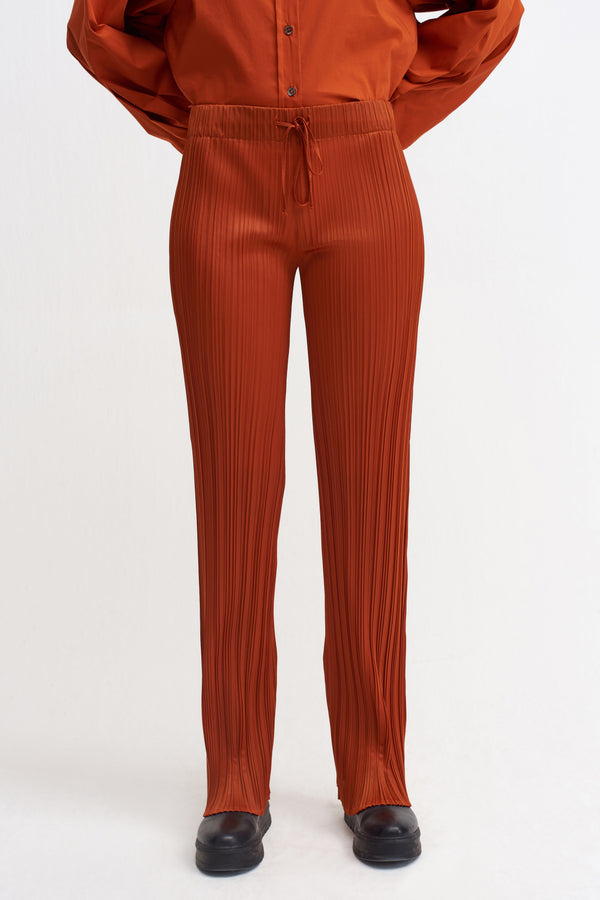 NU Normal Waist Pleated Trouser Terra Cotta