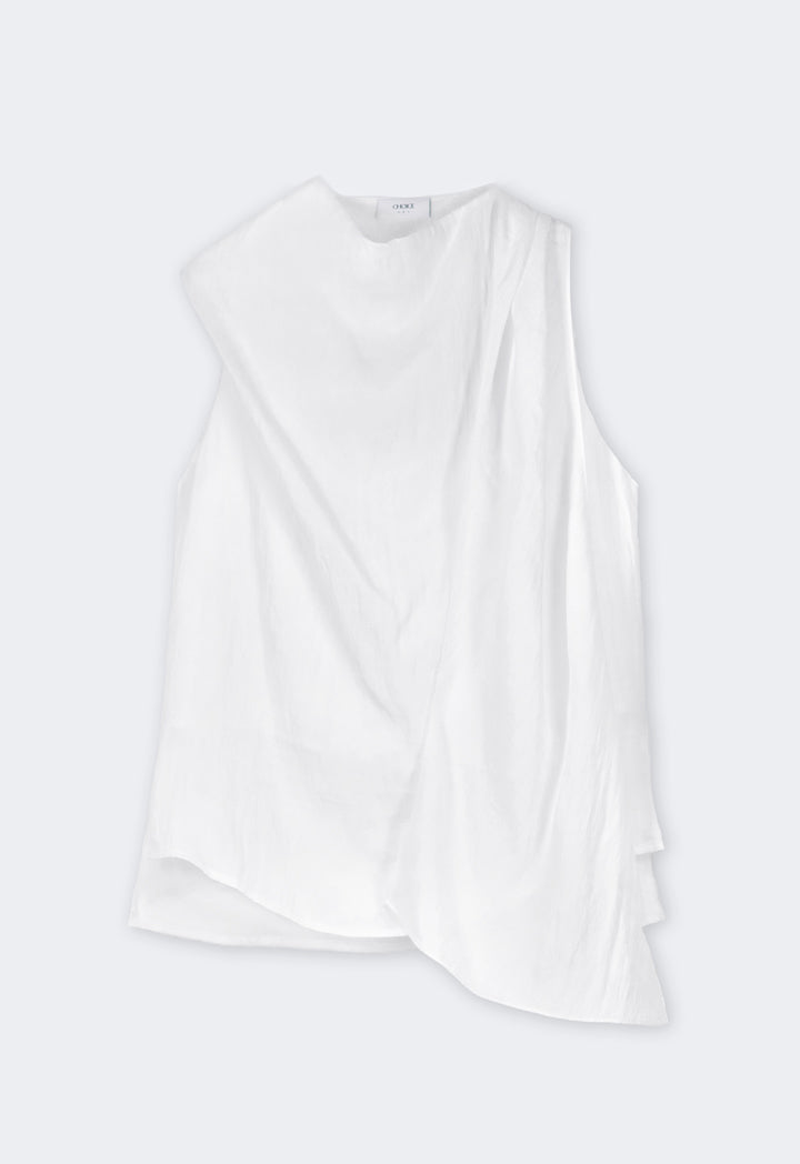 Choice Crinkled Sleeveless Top Off White