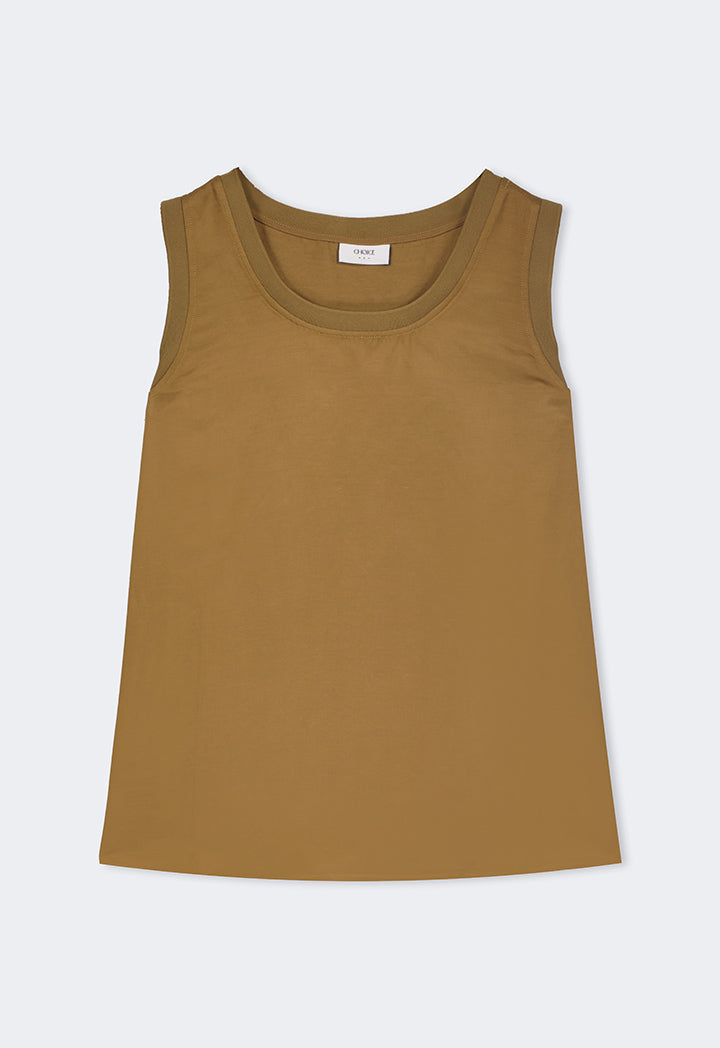 Choice Solid Sleeveless Top Khaki