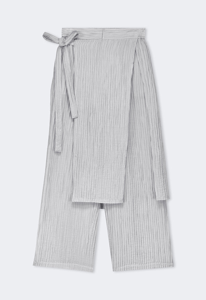 Choice Textured Overlay Solid Trousers Grey