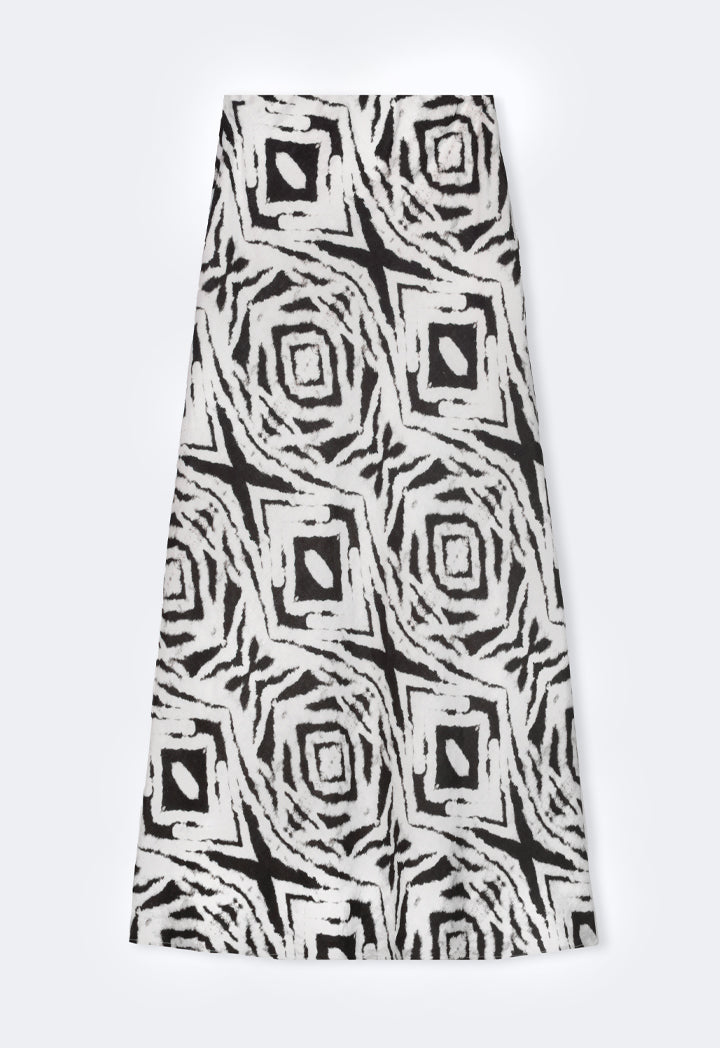 Choice Printed Elastic Waistband Skirt Brown/White