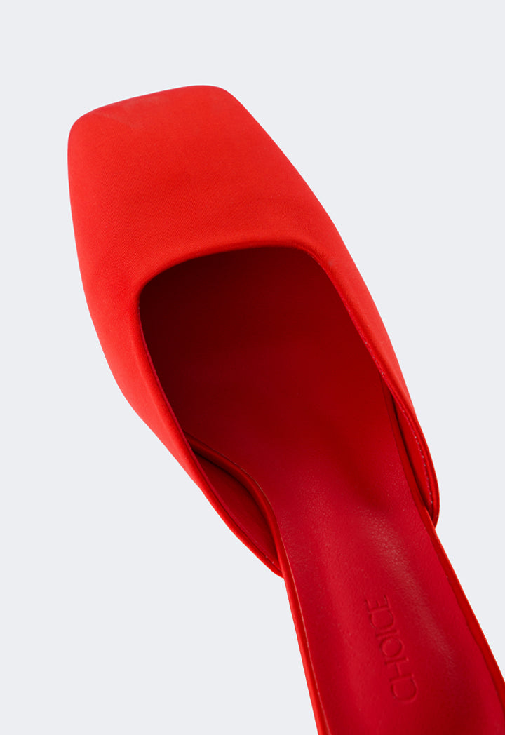 Choice Square Toe Heeled Mules Red