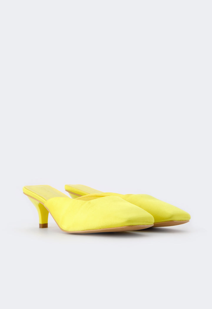 Choice Square Toe Heeled Mules Yellow