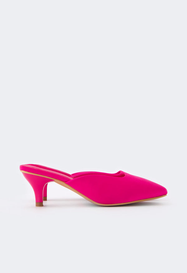 Choice Square Toe Heeled Mules Fuchsia