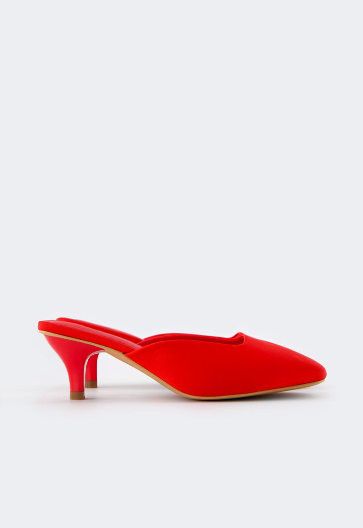 Choice Square Toe Heeled Mules Red