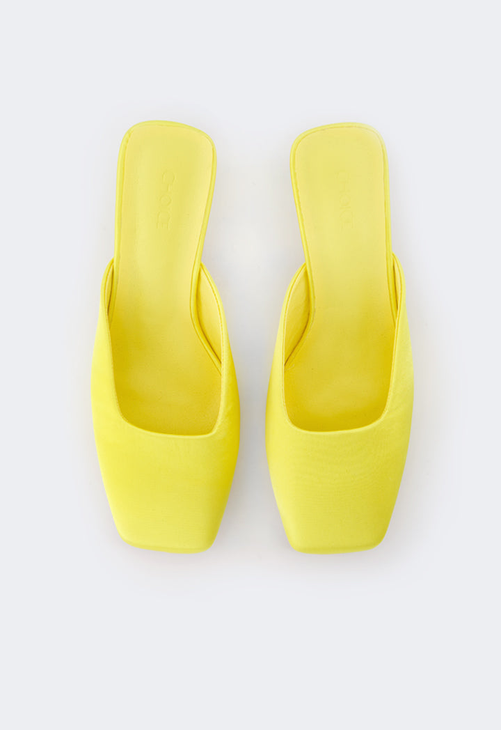 Choice Square Toe Heeled Mules Yellow