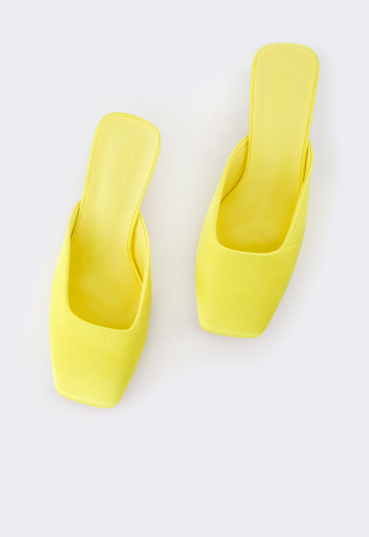 Choice Square Toe Heeled Mules Yellow