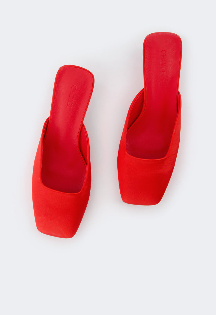 Choice Square Toe Heeled Mules Red