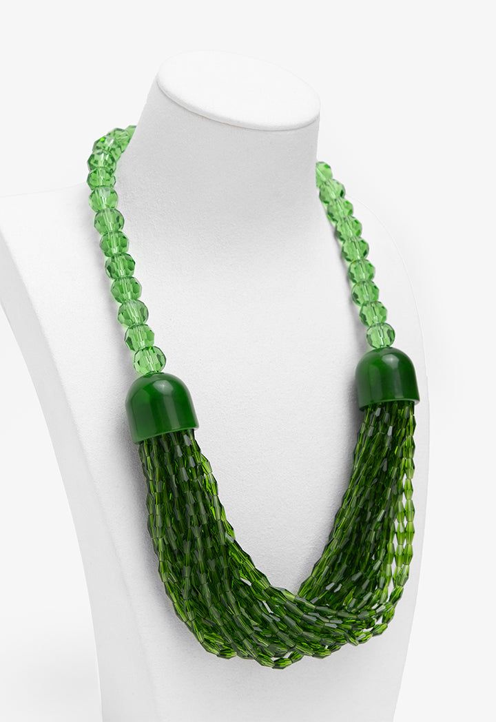 Choice Vibrant Intertwined Beads Necklace Green