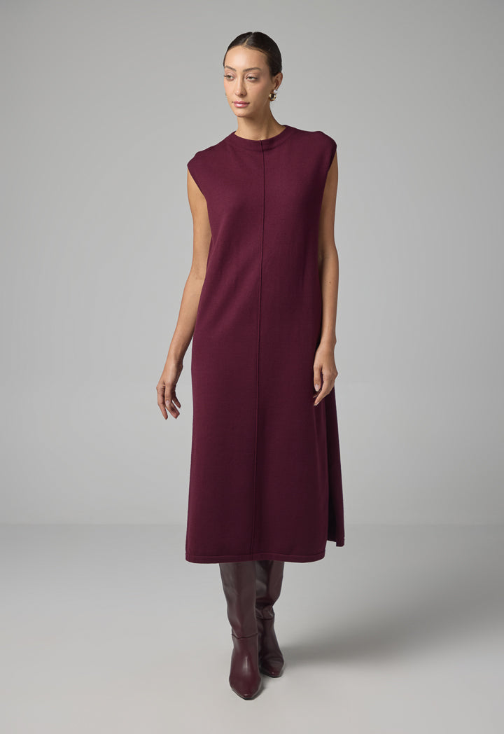 Choice Sleeveless Knitted Maxi Dress Burgundy