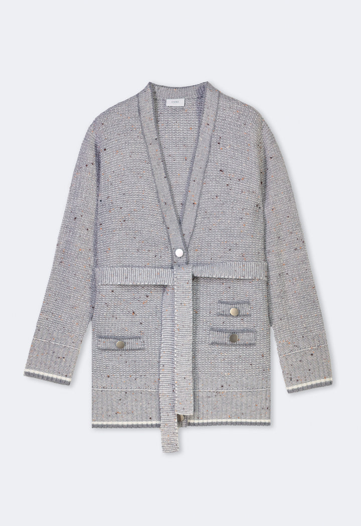 Choice Knitted Belted Cardigan Grey