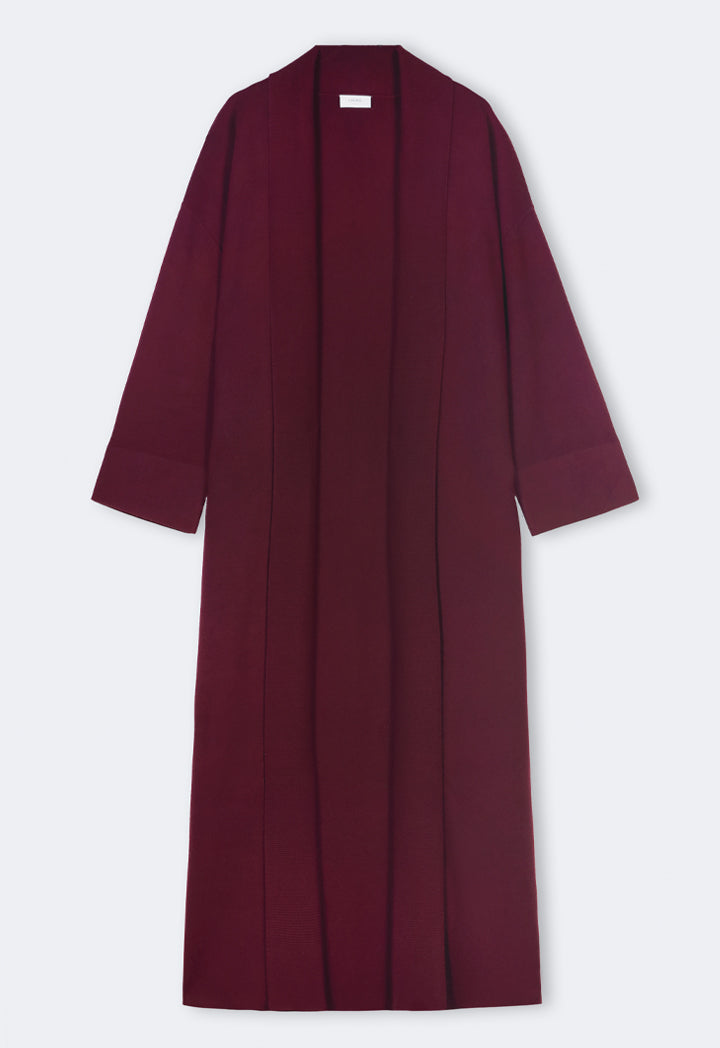 Choice Solid Drop Shoulder Knitted Winter Abaya Burgundy