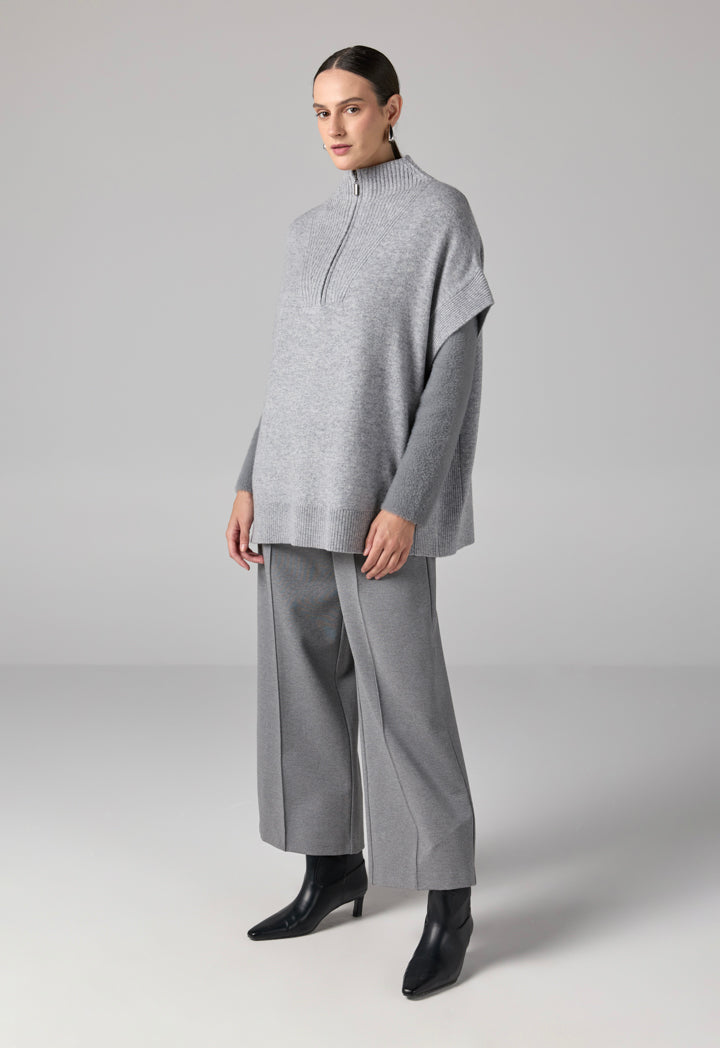 Choice Solid Knitted Sweater Vest Grey