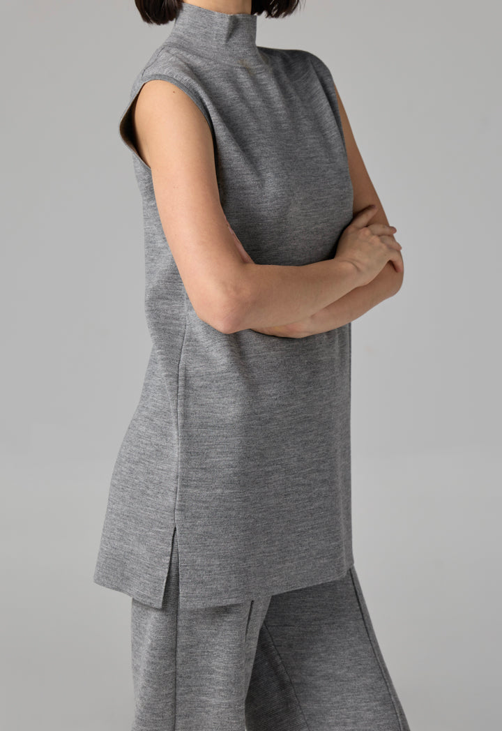 Choice Basic Sleeveless Knitted Top Grey