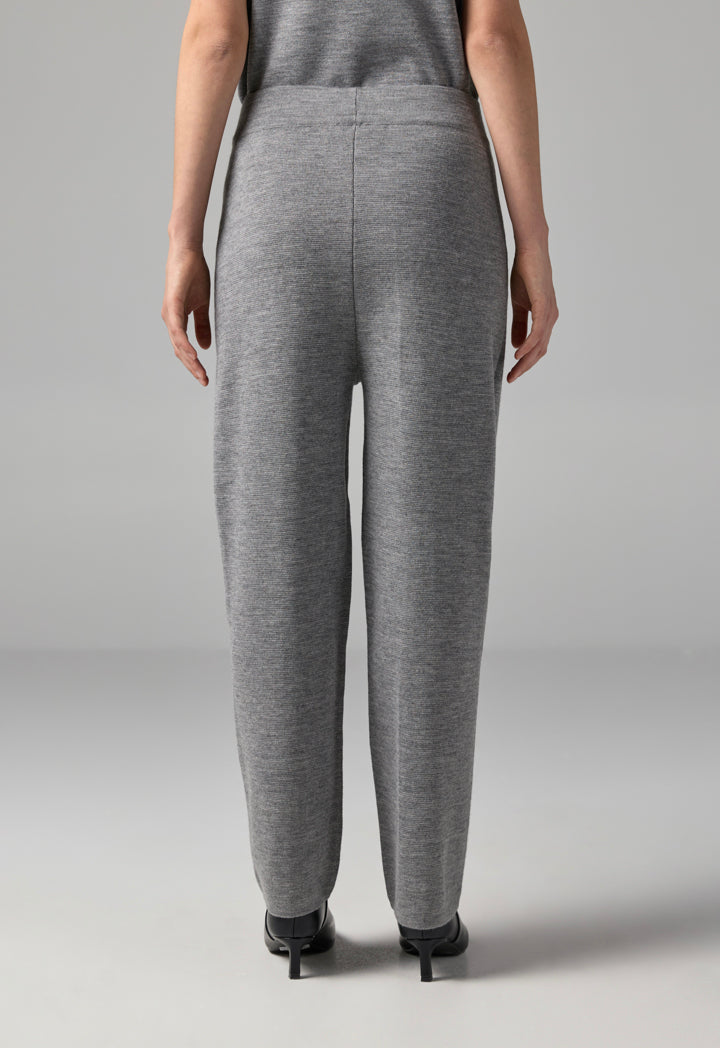 Choice Knitted Straight Fit Solid Pants Grey