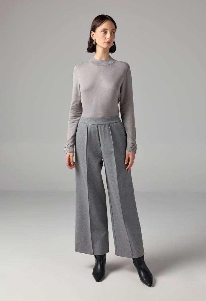 Choice Solid High Waist Trousers Grey