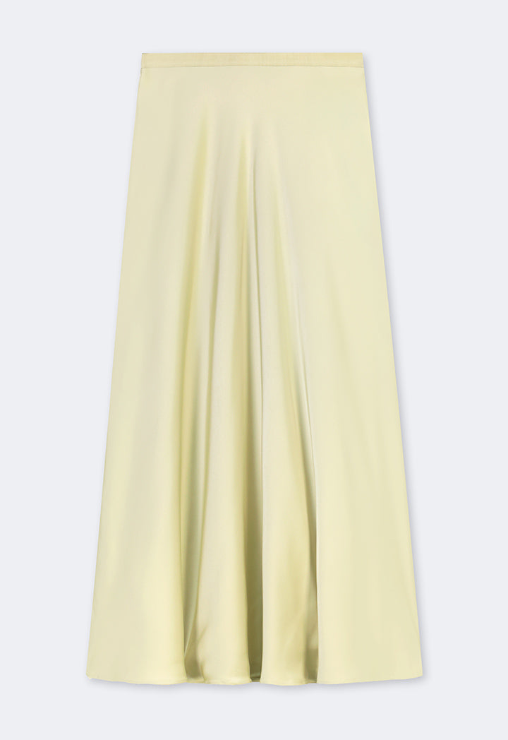 Choice Solid Flared Maxi Skirt Olive