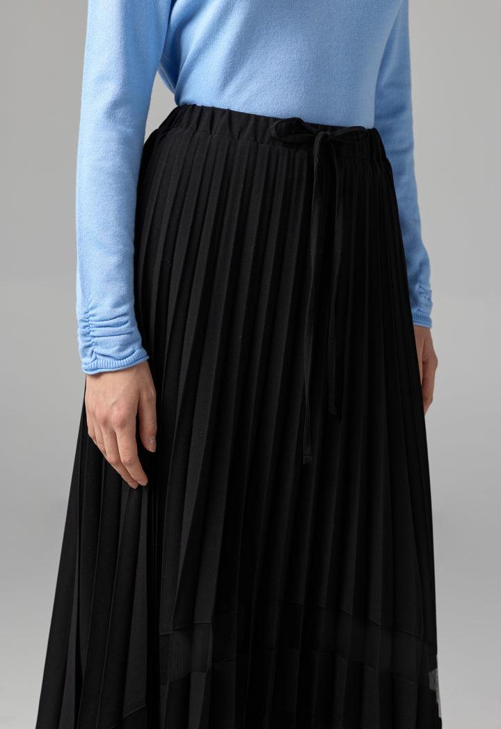 Choice Single Tone Pleated Maxi Skirt Black