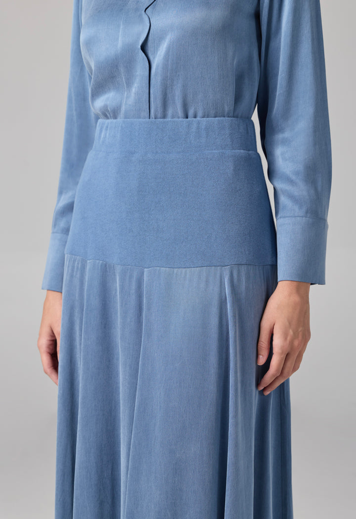 Choice Solid Flared Skirt Blue