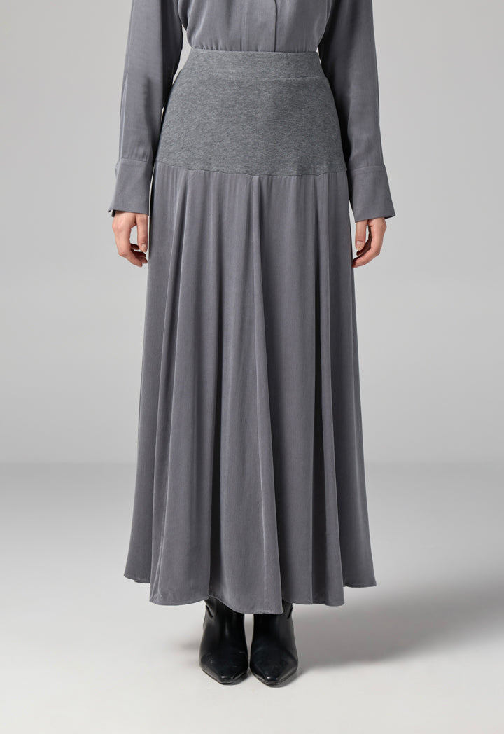 Choice Solid Flared Skirt Grey