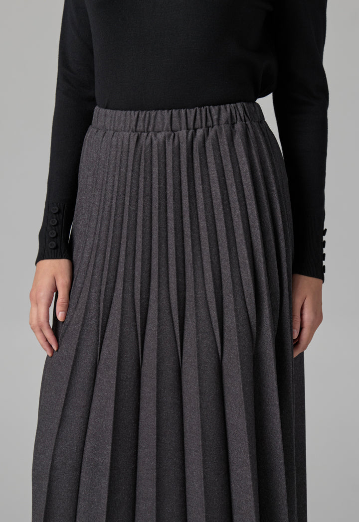 Choice All Over Pleated Solid Skirt Grey