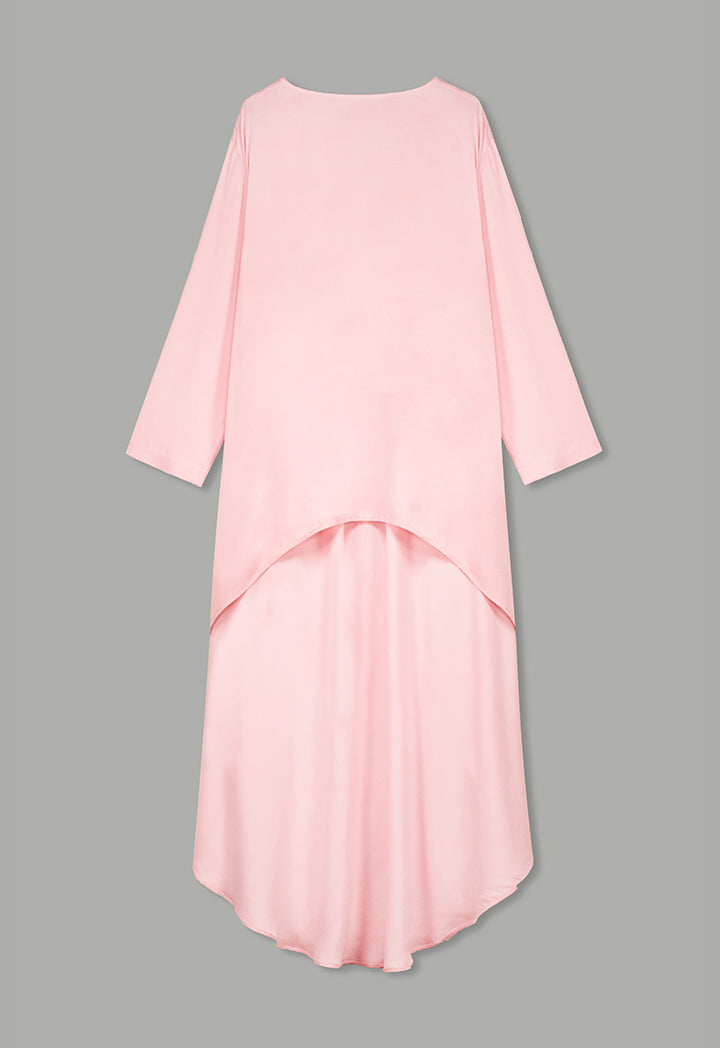 Choice Solid Asymmetrical Blouse  Pink