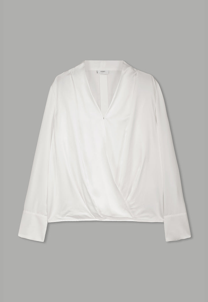 Choice Long Sleeves Satin Bodysuit Top Off White