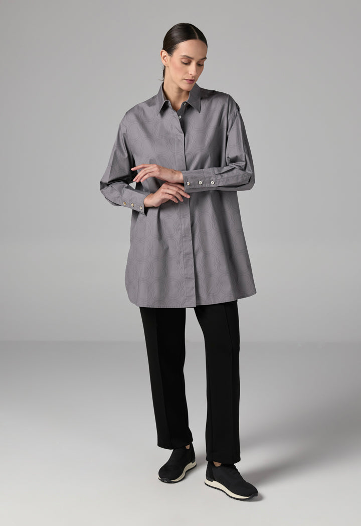 Choice Printed Monogram Long Sleeve Shirt  Grey