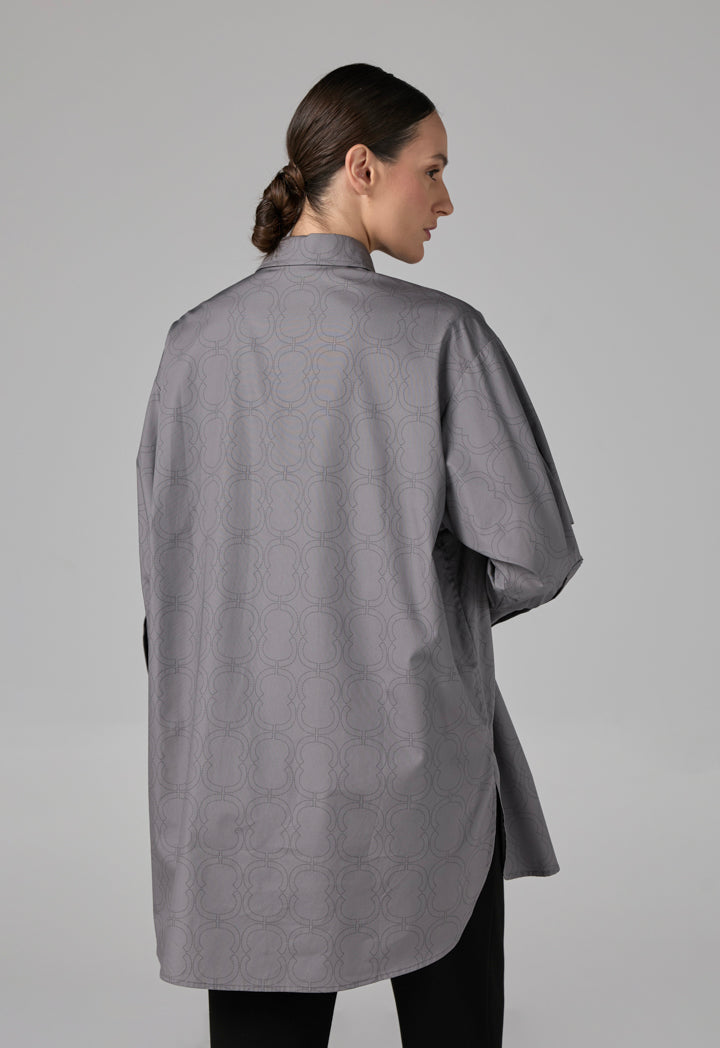 Choice Printed Monogram Long Sleeve Shirt  Grey