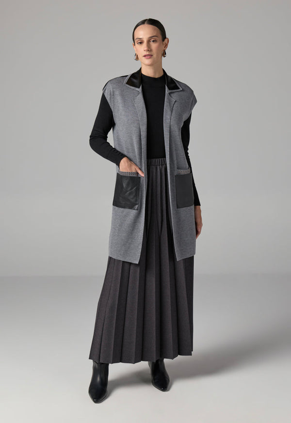 Choice  Sleeveless Knitted Sweater Vest Grey