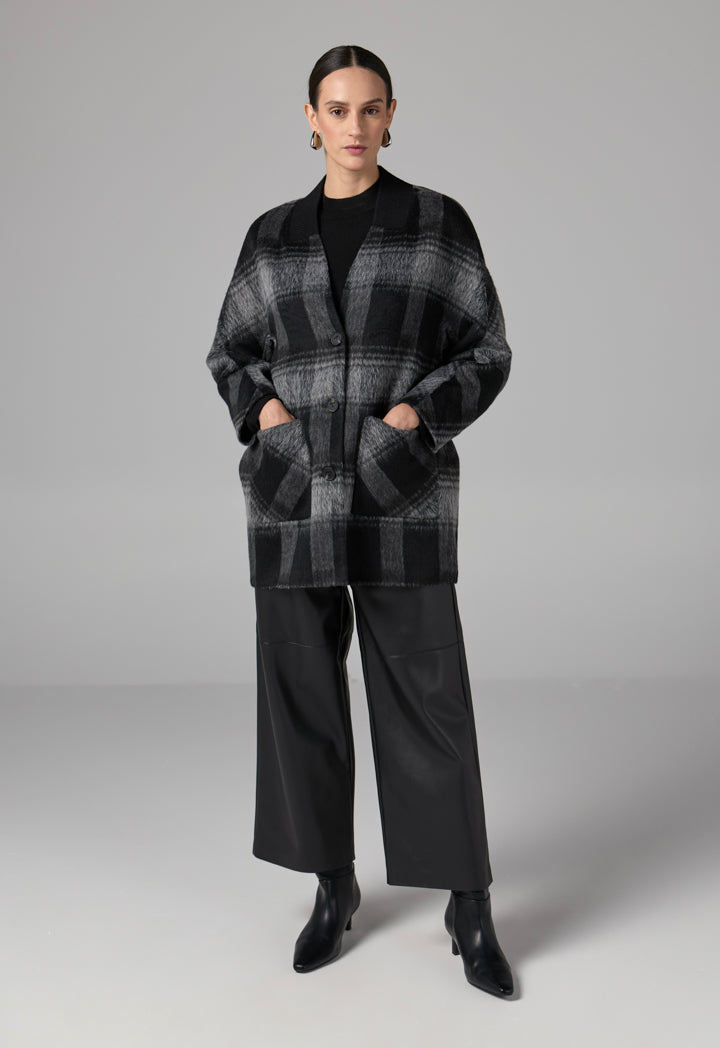 Choice Long Sleeve Contrast Cardigan Dark Grey/Black