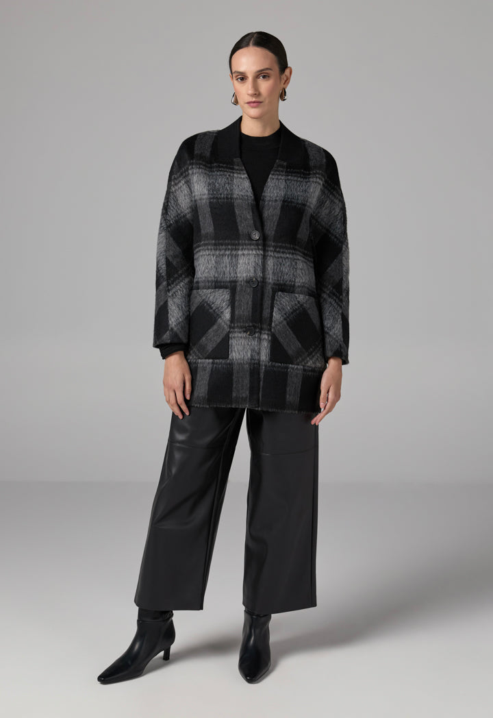 Choice Long Sleeve Contrast Cardigan Dark Grey/Black