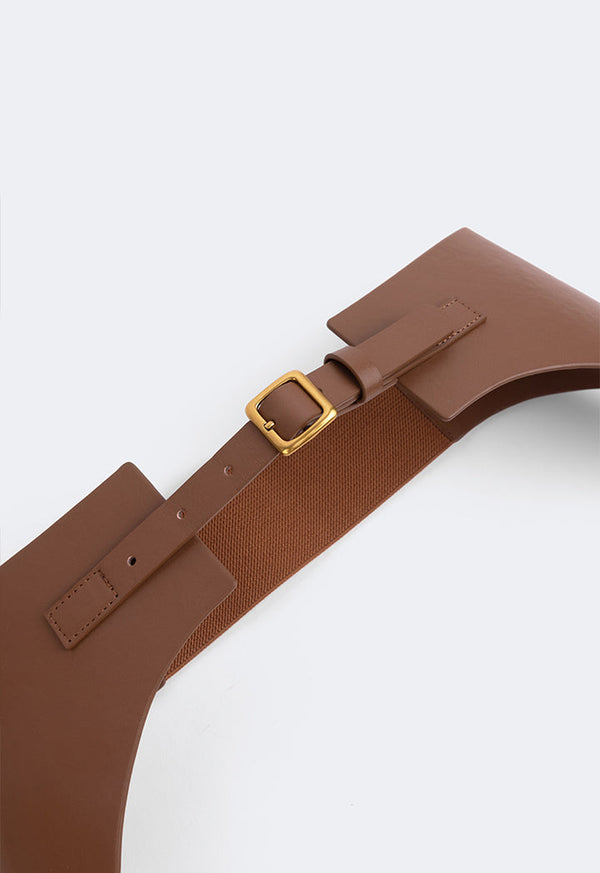 Choice Wide Pu Leather Belt Brown