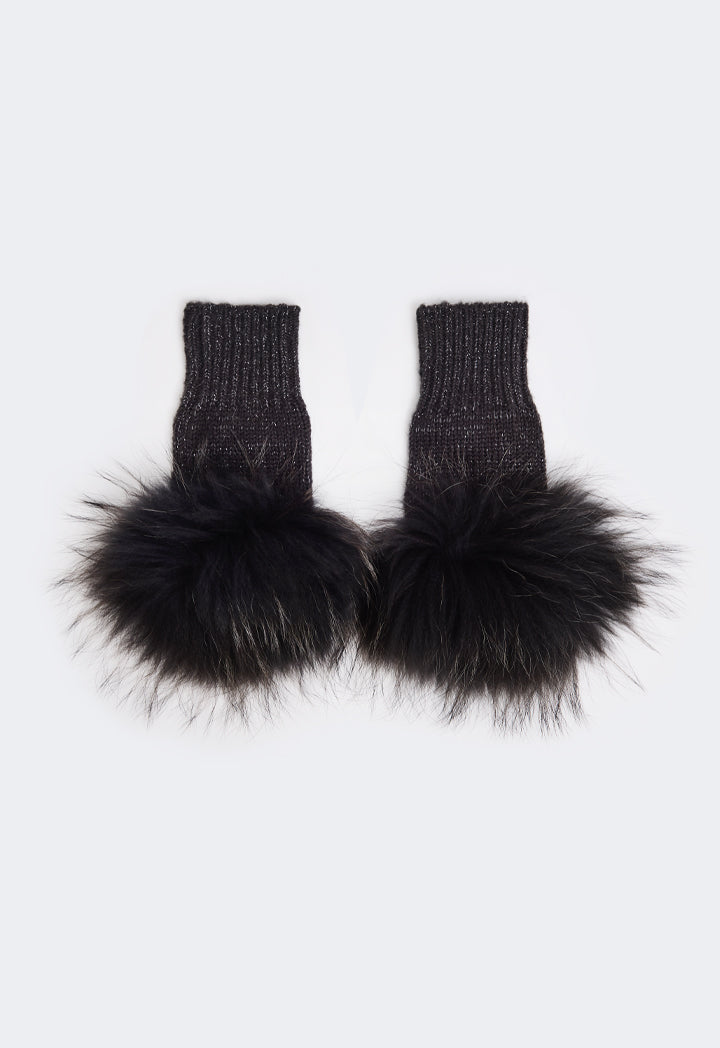 Choice Faux Rabbit Hair Gloves Black