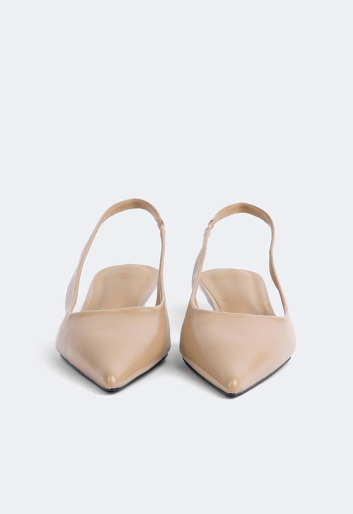 Choice Solid Pointed Toe Heels Beige