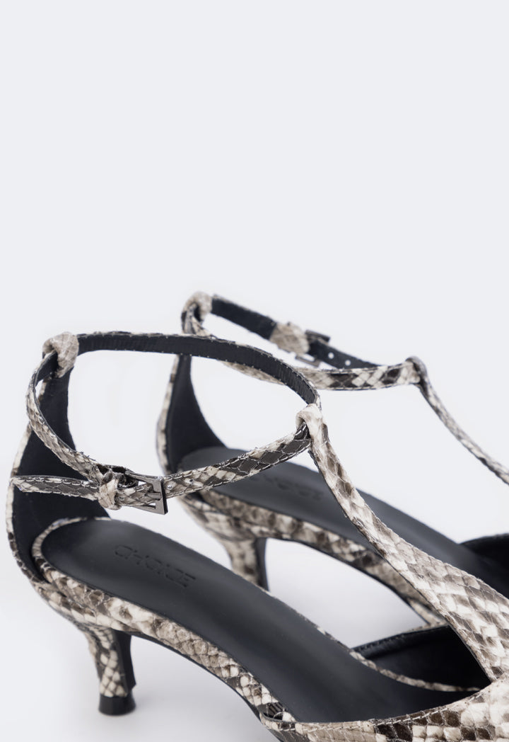 Choice Snake Print Heels Grey