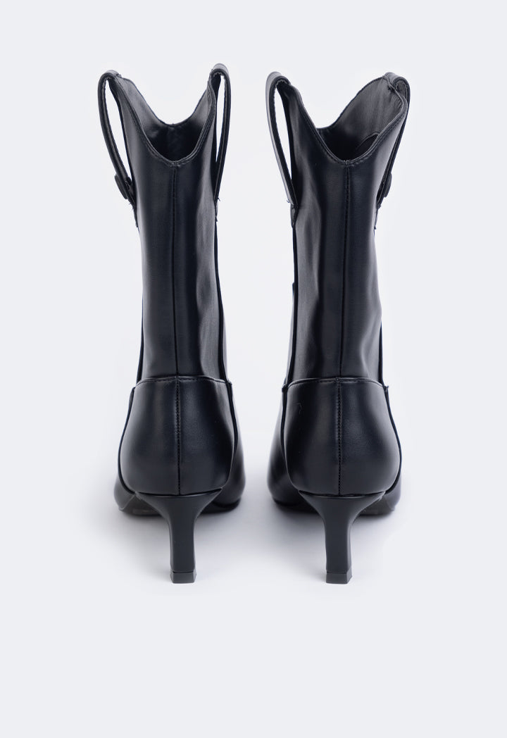 Choice Heeled Solid Boots Black