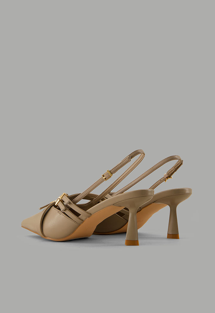 Choice Matte Strap Sling Back Heels Beige