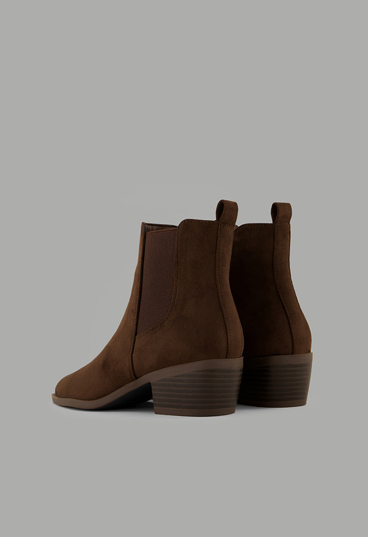 Choice Suede Heeled Boots Dark Brown