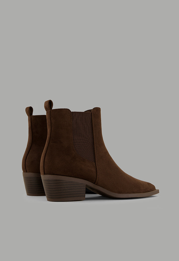Choice Suede Heeled Boots Dark Brown
