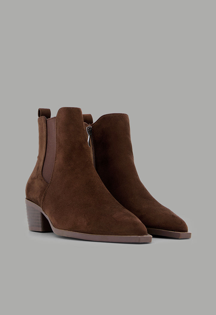 Choice Suede Heeled Boots Dark Brown
