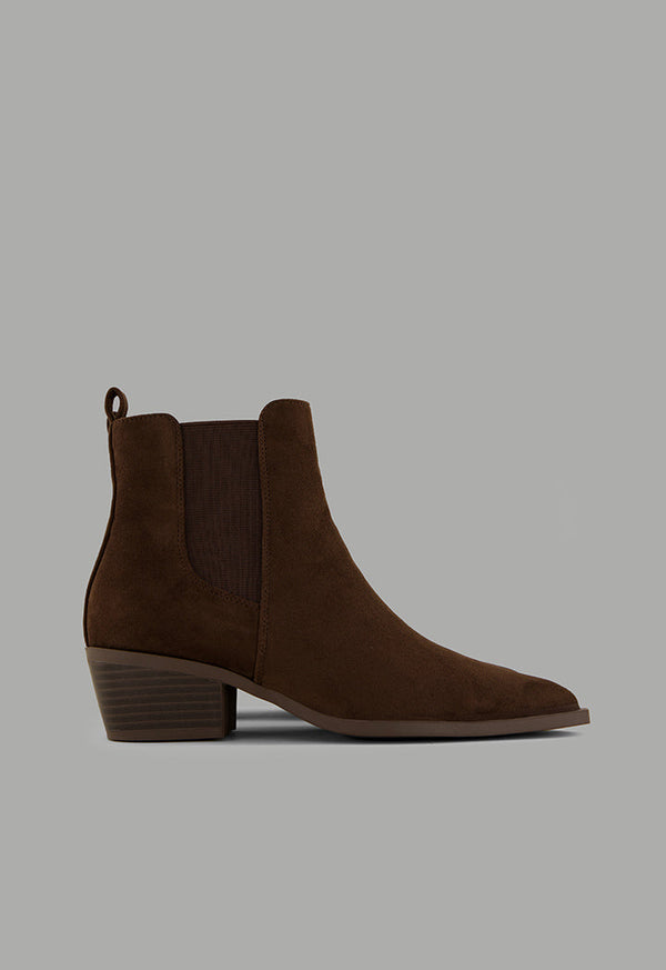 Choice Suede Heeled Boots Dark Brown