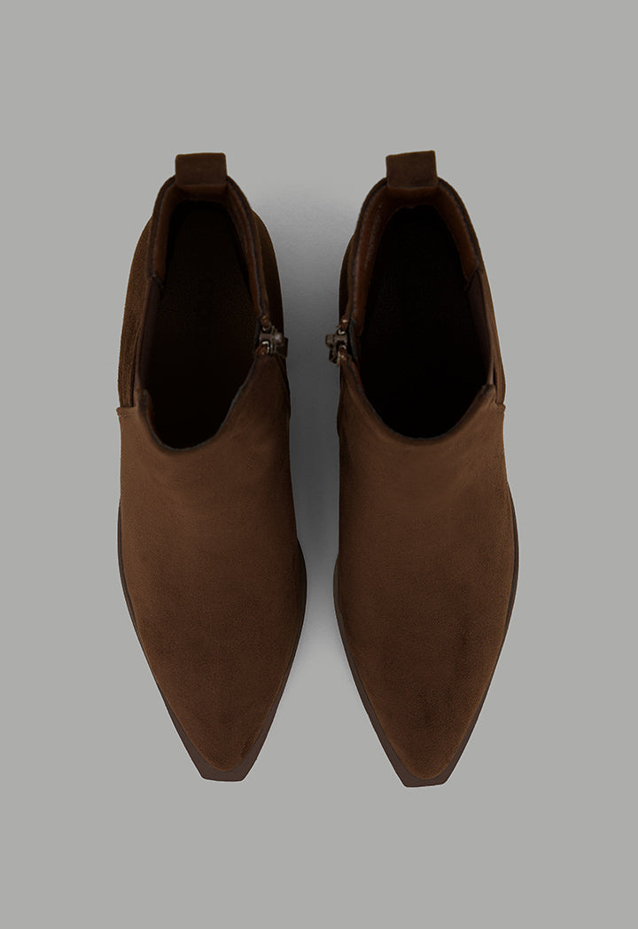 Choice Suede Heeled Boots Dark Brown