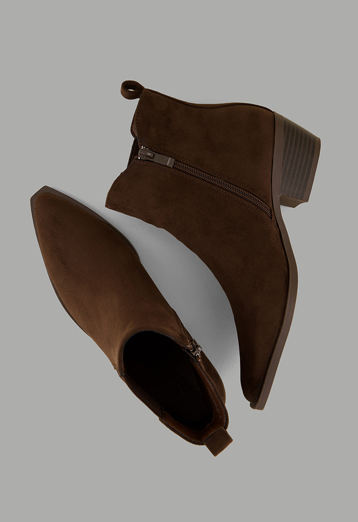 Choice Suede Heeled Boots Dark Brown