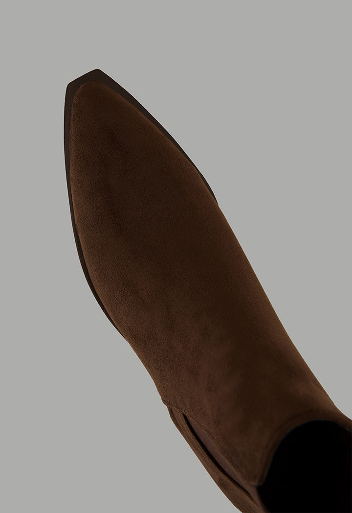 Choice Suede Heeled Boots Dark Brown