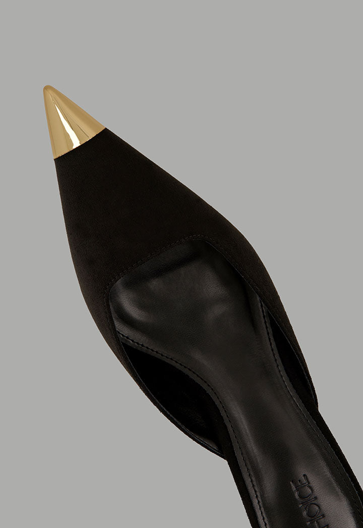 Choice Metallic Suede Heeled Mules Black