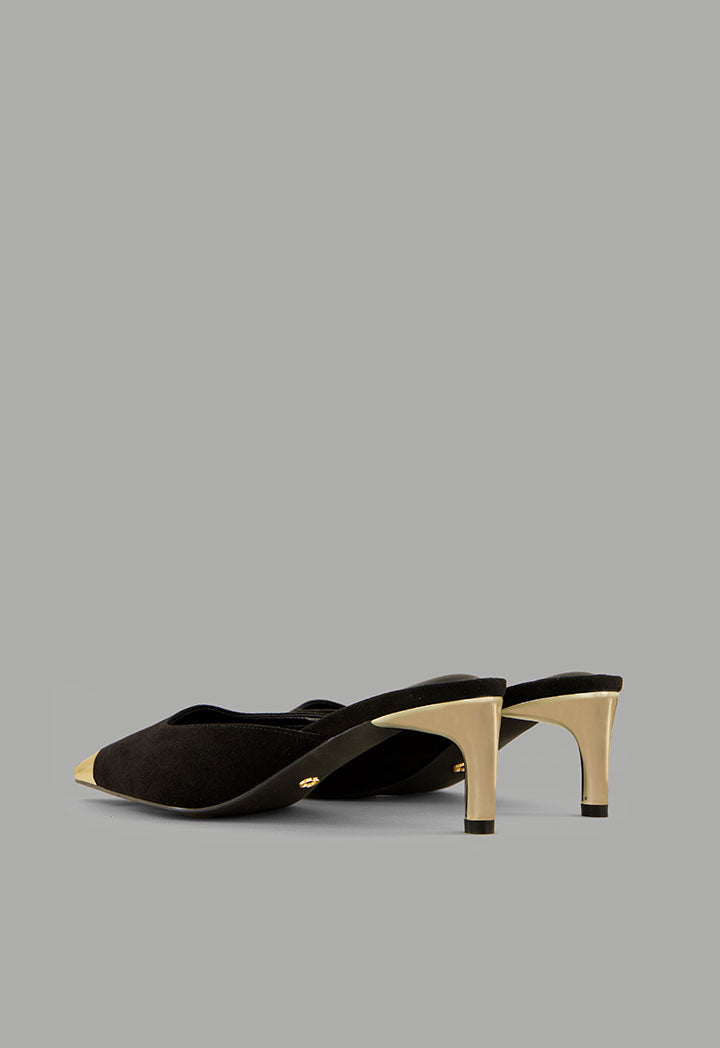 Choice Metallic Suede Heeled Mules Black