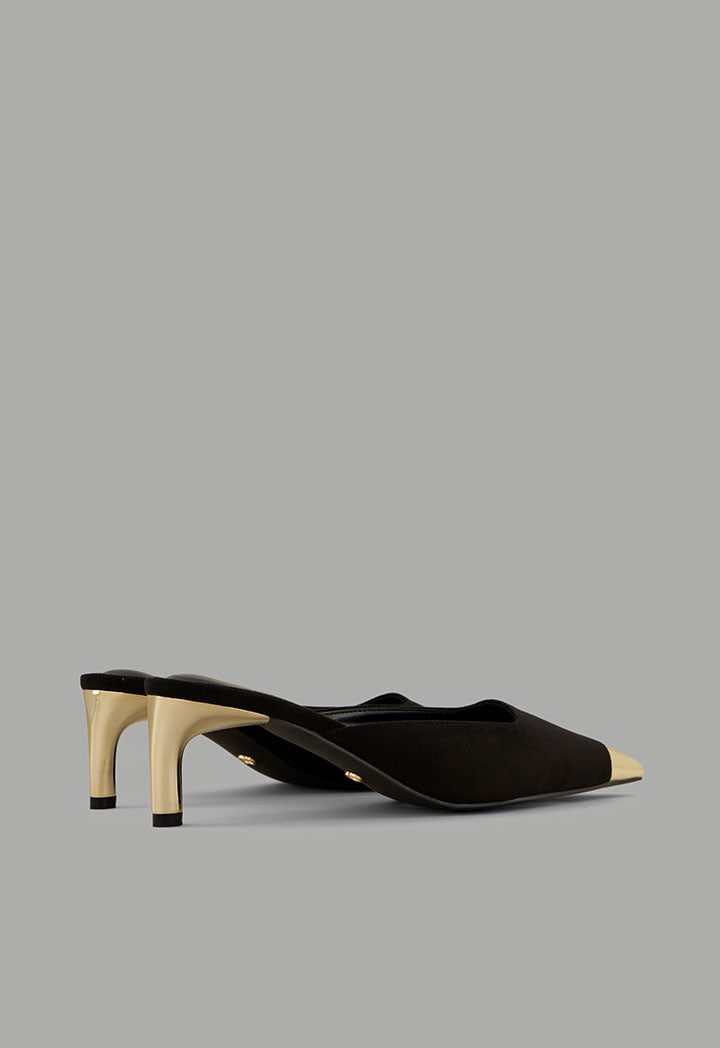 Choice Metallic Suede Heeled Mules Black